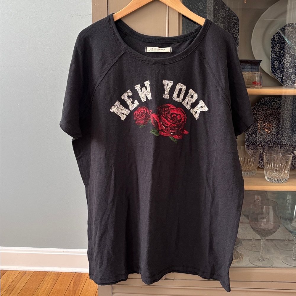 NWOT Free People Care State Flower New York Graphic Tee in Black, size L - Picture 4 of 9